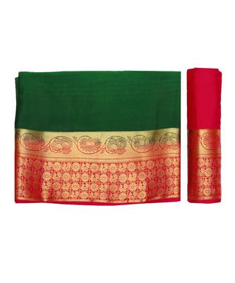 Green Woven Crepe Saree With Blouse 5