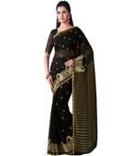 Black Embroidered Chiffon Saree With Blouse