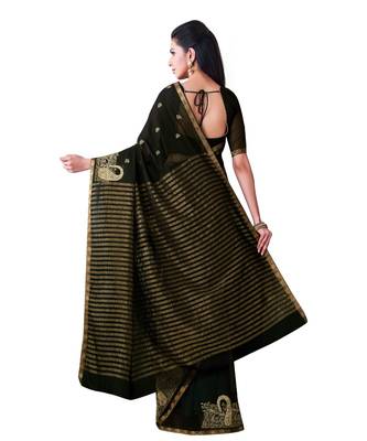 Black Embroidered Chiffon Saree With Blouse 3
