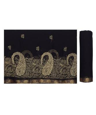Black Embroidered Chiffon Saree With Blouse 5