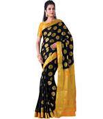 Black Woven Crepe Saree With Blouse
