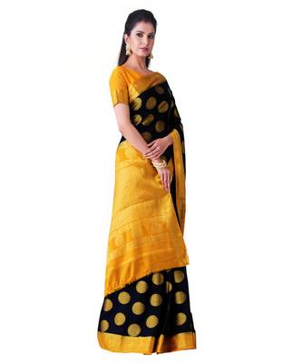 Black Woven Crepe Saree With Blouse 2