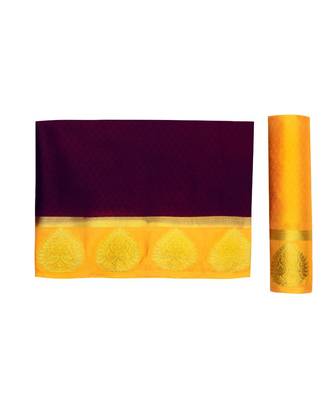 Brown Woven Crepe Saree With Blouse 5