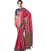 Pink Woven Art Silk Saree With Blouse
