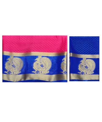Pink Woven Crepe Saree With Blouse 5