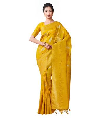 Yellow Woven Art Silk Saree With Blouse 1