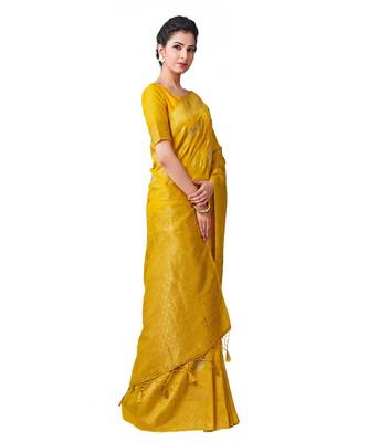 Yellow Woven Art Silk Saree With Blouse 2