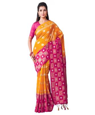 Yellow Woven Art Silk Saree With Blouse 1