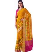 Yellow Printed Chiffon Saree With Blouse