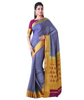 Blue Woven Crepe Saree With Blouse 1