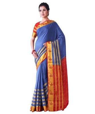 Blue Woven Crepe Saree With Blouse 1