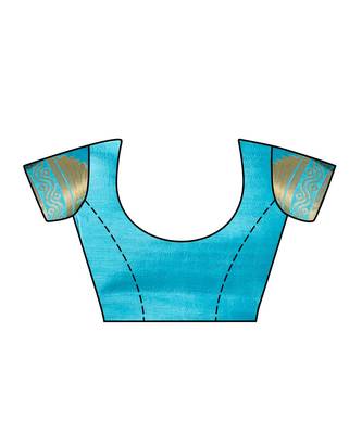 Turquoise Woven Art Silk Saree With Blouse 4