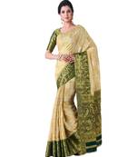 Beige Woven Chiffon Saree With Blouse