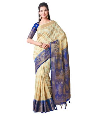 Beige Woven Art Silk Saree With Blouse 1