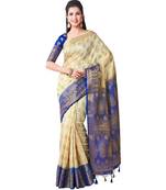 Beige Woven Art Silk Saree With Blouse