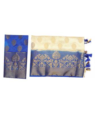 Beige Woven Art Silk Saree With Blouse 5