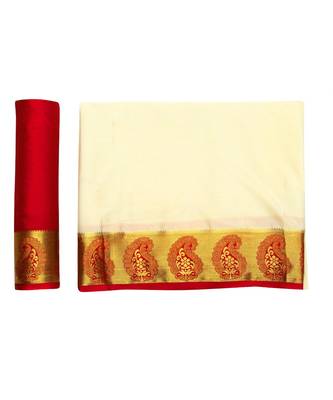 Beige Woven Crepe Saree With Blouse 5