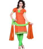 Multicolour embroidered chanderi unstitched salwar with dupatta