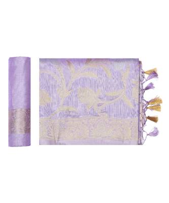 Purple Woven Art Silk Saree With Blouse 5
