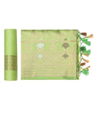 Green Woven Art Silk Saree With Blouse 5