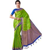 Green Woven Art Silk Saree With Blouse