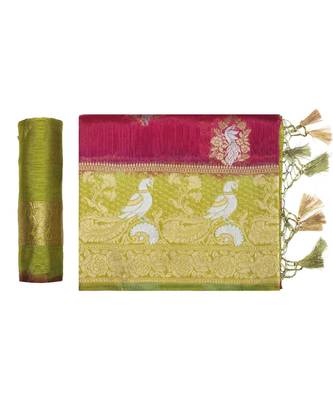 Purple Woven Art Silk Saree With Blouse 5
