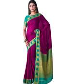 Purple Woven Crepe Saree With Blouse