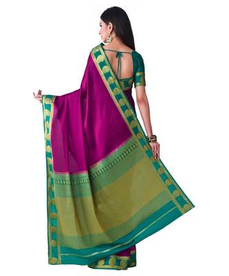 Purple Woven Crepe Saree With Blouse 3