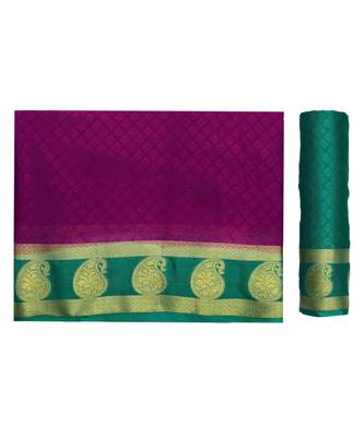 Purple Woven Crepe Saree With Blouse 5