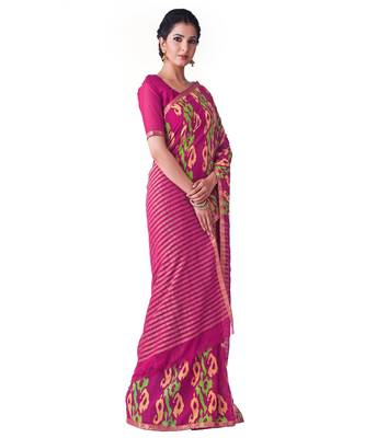 Pink Printed Chiffon Saree With Blouse 2