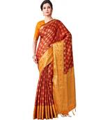 Red Woven Art Silk Saree With Blouse