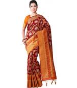 Maroon Woven Art Silk Saree With Blouse