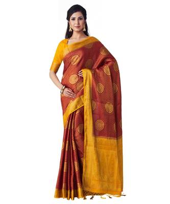 Maroon Woven Art Silk Saree With Blouse 1