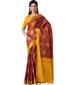 Maroon Woven Art Silk Saree With Blouse