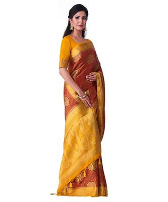 Maroon Woven Art Silk Saree With Blouse 2
