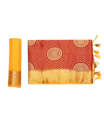 Maroon Woven Art Silk Saree With Blouse 5