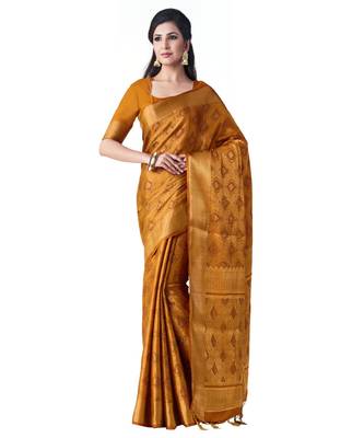 Yellow Woven Art Silk Saree With Blouse 1