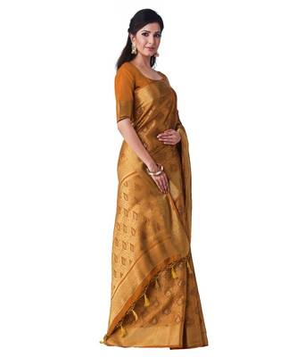 Yellow Woven Art Silk Saree With Blouse 2