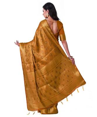 Yellow Woven Art Silk Saree With Blouse 3