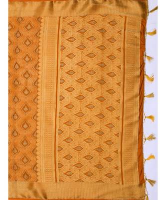 Yellow Woven Art Silk Saree With Blouse 5