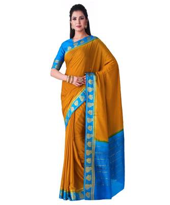 Yellow Woven Crepe Saree With Blouse 1