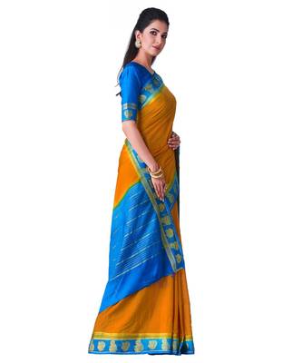 Yellow Woven Crepe Saree With Blouse 2