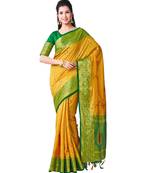 Mustard Woven Art Silk Saree With Blouse
