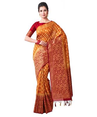 Orange Woven Art Silk Saree With Blouse 1