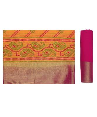 orange printed chiffon saree with blouse 5