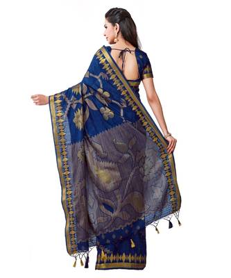 Blue Woven Art Silk Saree With Blouse 3
