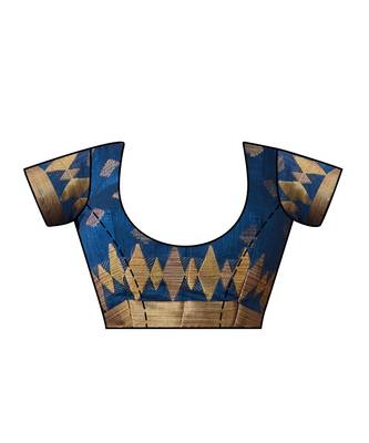 Blue Woven Art Silk Saree With Blouse 4