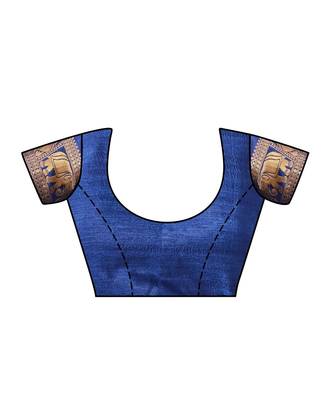 Blue Woven Art Silk Saree With Blouse 4