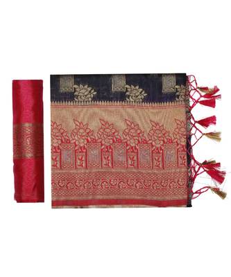 Blue Woven Art Silk Saree With Blouse 5