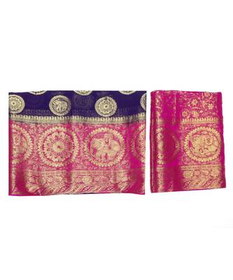 Blue Woven Chiffon Saree With Blouse 5